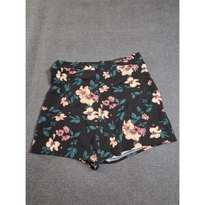 Spark Floral Shorts‎ Women XL Black Tie Waist Textured Knit High Rise NWT L-832